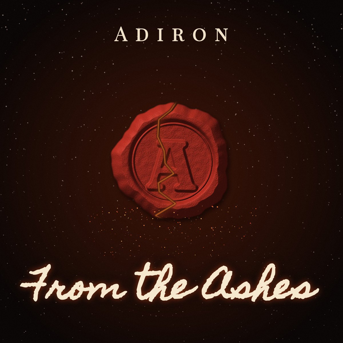 From the Ashes cover: a cracked red wax seal with the letter A, embers and ash on black