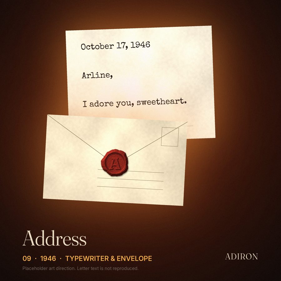 Single cover comp for Address: a typewritten 1946 letter on an unaddressed envelope with a wax seal